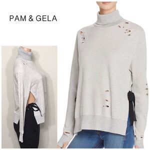 PAM & GELA side split destroyed sweatshirt. NWOT